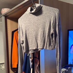 Forever 21 Heather Gray Cropped Turtleneck Sweater